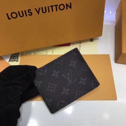 Replica Louis Vuitton Black Monogram Eclipse Gray Stripe Multiple Wallet