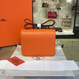 Replica Hermes Orange Constance Mini 18 Gold Hardware Bag