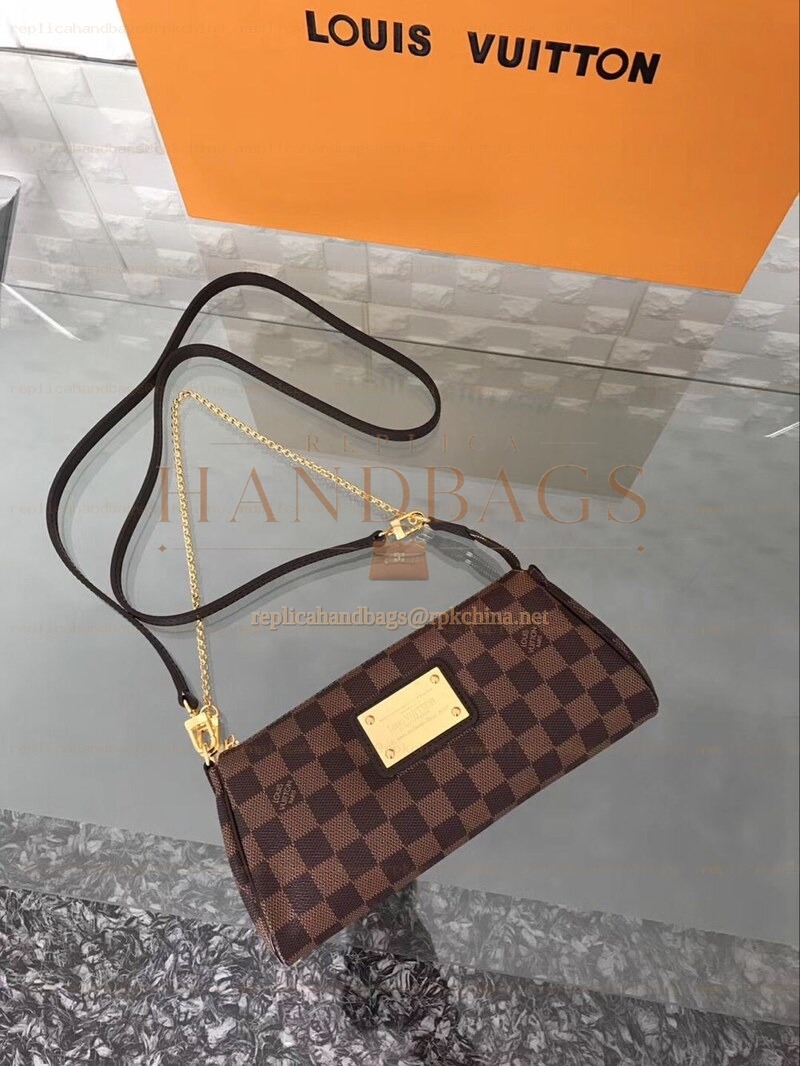 Replica Louis Vuitton Brown Monogram Red Interior Eva Clutch
