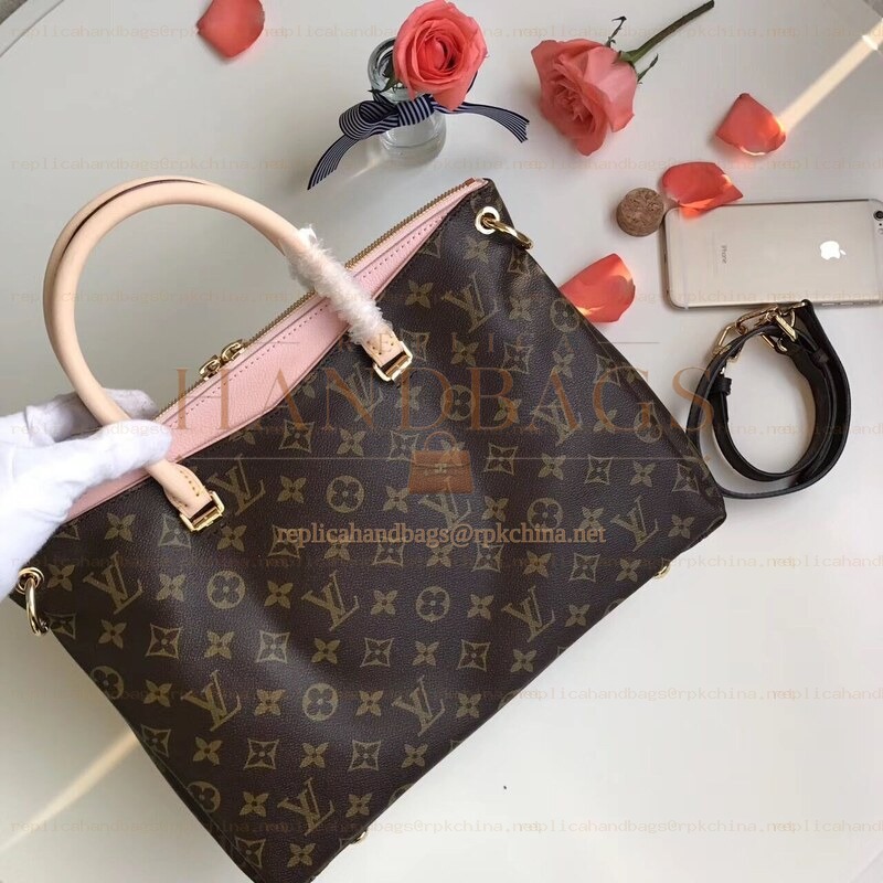 Replica Louis Vuitton Brown Monogram Pale Pink Interior Pallas MM