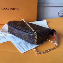 Replica Louis Vuitton Brown Monogram Chain Mini Pochette