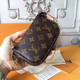 Replica Louis Vuitton Brown Monogram Chain Mini Pochette
