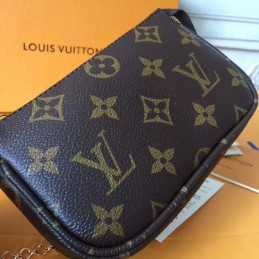 Replica Louis Vuitton Brown Monogram Chain Mini Pochette