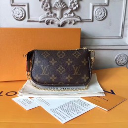 Replica Louis Vuitton Brown Monogram Chain Mini Pochette