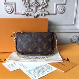 Replica Louis Vuitton Brown Monogram Chain Mini Pochette