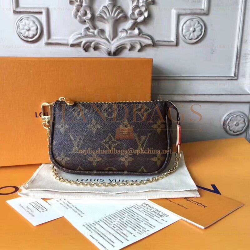 Replica Louis Vuitton Brown Monogram Chain Mini Pochette