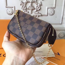 Replica Louis Vuitton Brown Damier Ebene Chain Mini Pochette