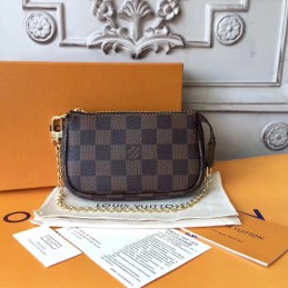 Replica Louis Vuitton Brown Damier Ebene Chain Mini Pochette