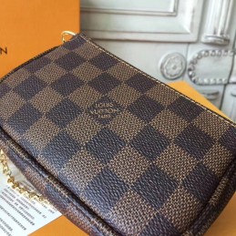 Replica Louis Vuitton Brown Damier Ebene Chain Mini Pochette