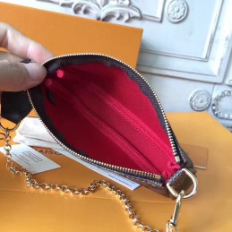 Replica Louis Vuitton Brown Damier Ebene Chain Mini Pochette