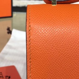 Replica Hermes Orange Constance Mini 18 Gold Hardware Bag