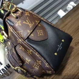 Replica Louis Vuitton Brown Monogram Black Trim Manhattan PM
