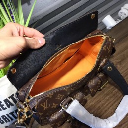 Replica Louis Vuitton Brown Monogram Black Trim Manhattan PM