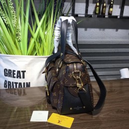 Replica Louis Vuitton Brown Monogram Black Trim Manhattan PM