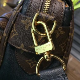 Replica Louis Vuitton Brown Monogram Black Trim Manhattan PM