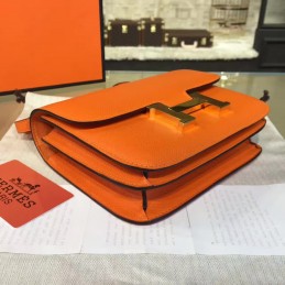 Replica Hermes Orange Constance Mini 18 Gold Hardware Bag