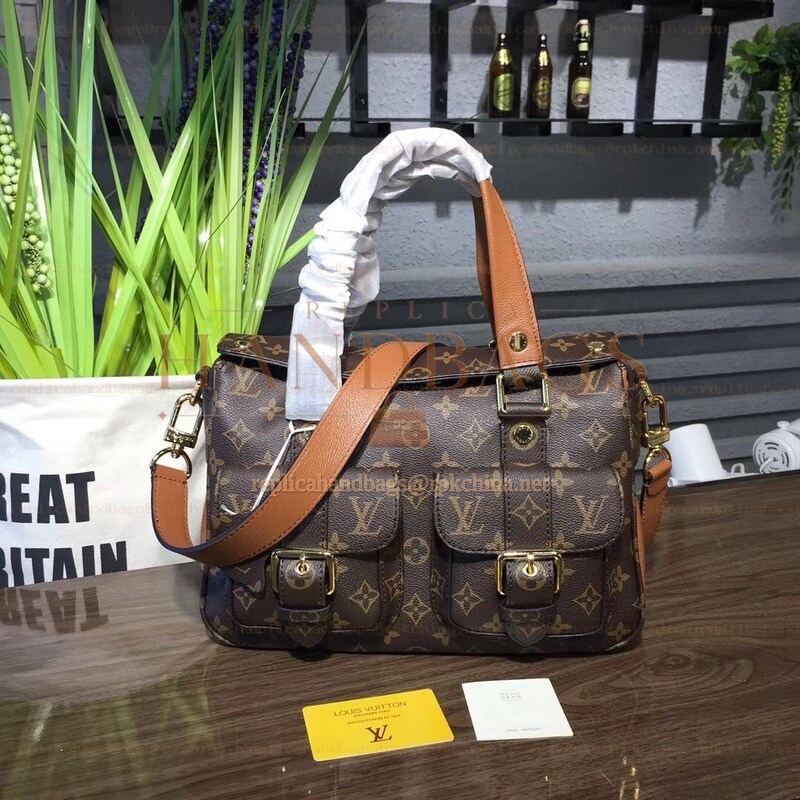 Replica Louis Vuitton Brown Monogram Tan Interior Manhattan PM