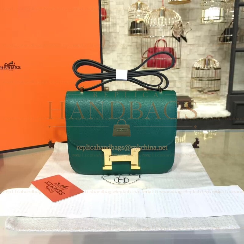 Replica Hermes Green Constance Mini 18 Gold Hardware Bag