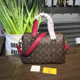 Replica Louis Vuitton Brown Monogram Red Trim Manhattan PM