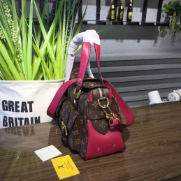 Replica Louis Vuitton Brown Monogram Red Trim Manhattan PM