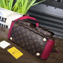 Replica Louis Vuitton Brown Monogram Red Trim Manhattan PM