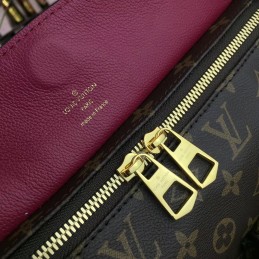 Replica Louis Vuitton Brown Monogram Red Trim Manhattan PM