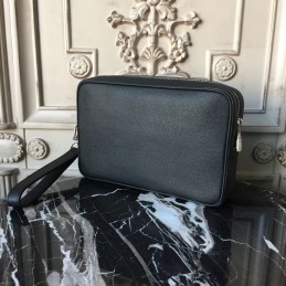 Replica Louis Vuitton Black Taiga Leather Kasai Clutch
