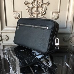 Replica Louis Vuitton Black Taiga Leather Kasai Clutch