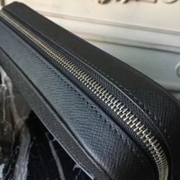 Replica Louis Vuitton Black Taiga Leather Kasai Clutch