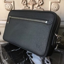 Replica Louis Vuitton Black Taiga Leather Kasai Clutch