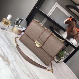 Replica Louis Vuitton Taupe Embossed Monogram Chain Louise GM