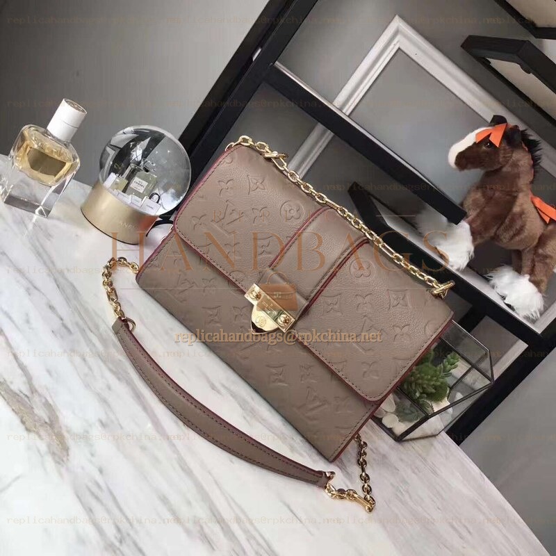 Replica Louis Vuitton Taupe Embossed Monogram Chain Louise GM