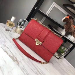 Replica Louis Vuitton Red Embossed Monogram Chain Louise GM