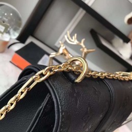 Replica Louis Vuitton Black Embossed Monogram Chain Louise GM