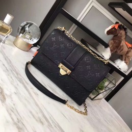 Replica Louis Vuitton Black Embossed Monogram Chain Louise GM