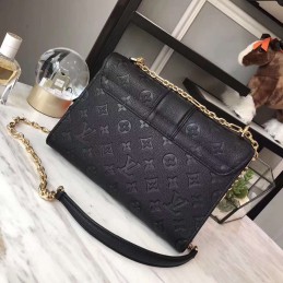 Replica Louis Vuitton Black Embossed Monogram Chain Louise GM