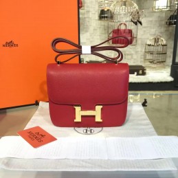 Replica Hermes Red Constance Mini 18 Gold Hardware Bag