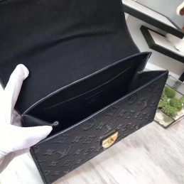 Replica Louis Vuitton Black Embossed Monogram Chain Louise GM