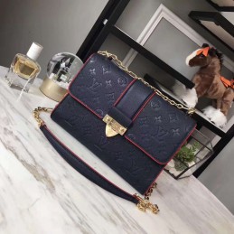 Replica Louis Vuitton Bright Red Textured Chain Louise GM