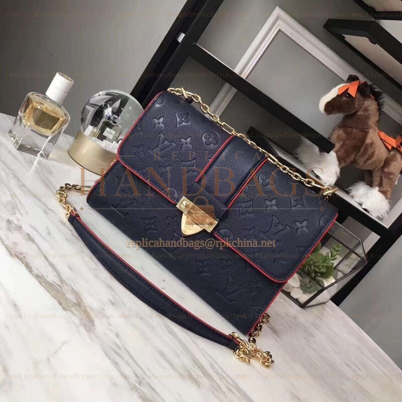 Replica Louis Vuitton Bright Red Textured Chain Louise GM