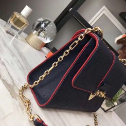 Replica Louis Vuitton Bright Red Textured Chain Louise GM