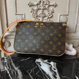 Replica Louis Vuitton Brown Monogram Beige Trim Lorette Bag