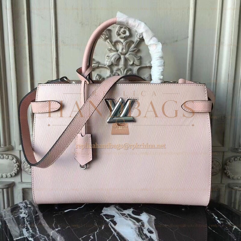 Replica Louis Vuitton Taupe Textured Twist Tote