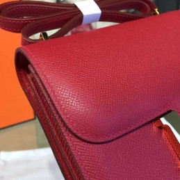 Replica Hermes Red Constance Mini 18 Gold Hardware Bag