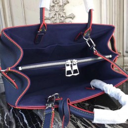 Replica Louis Vuitton Navy Blue Red Trim Twist Tote
