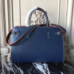 Replica Louis Vuitton Navy Blue Red Trim Twist Tote