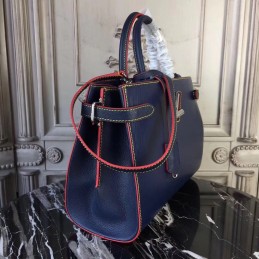 Replica Louis Vuitton Navy Blue Red Trim Twist Tote