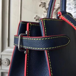 Replica Louis Vuitton Navy Blue Red Trim Twist Tote
