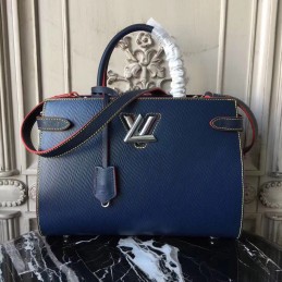 Replica Louis Vuitton Navy Blue Red Trim Twist Tote