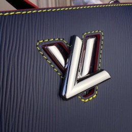 Replica Louis Vuitton Navy Blue Red Trim Twist Tote